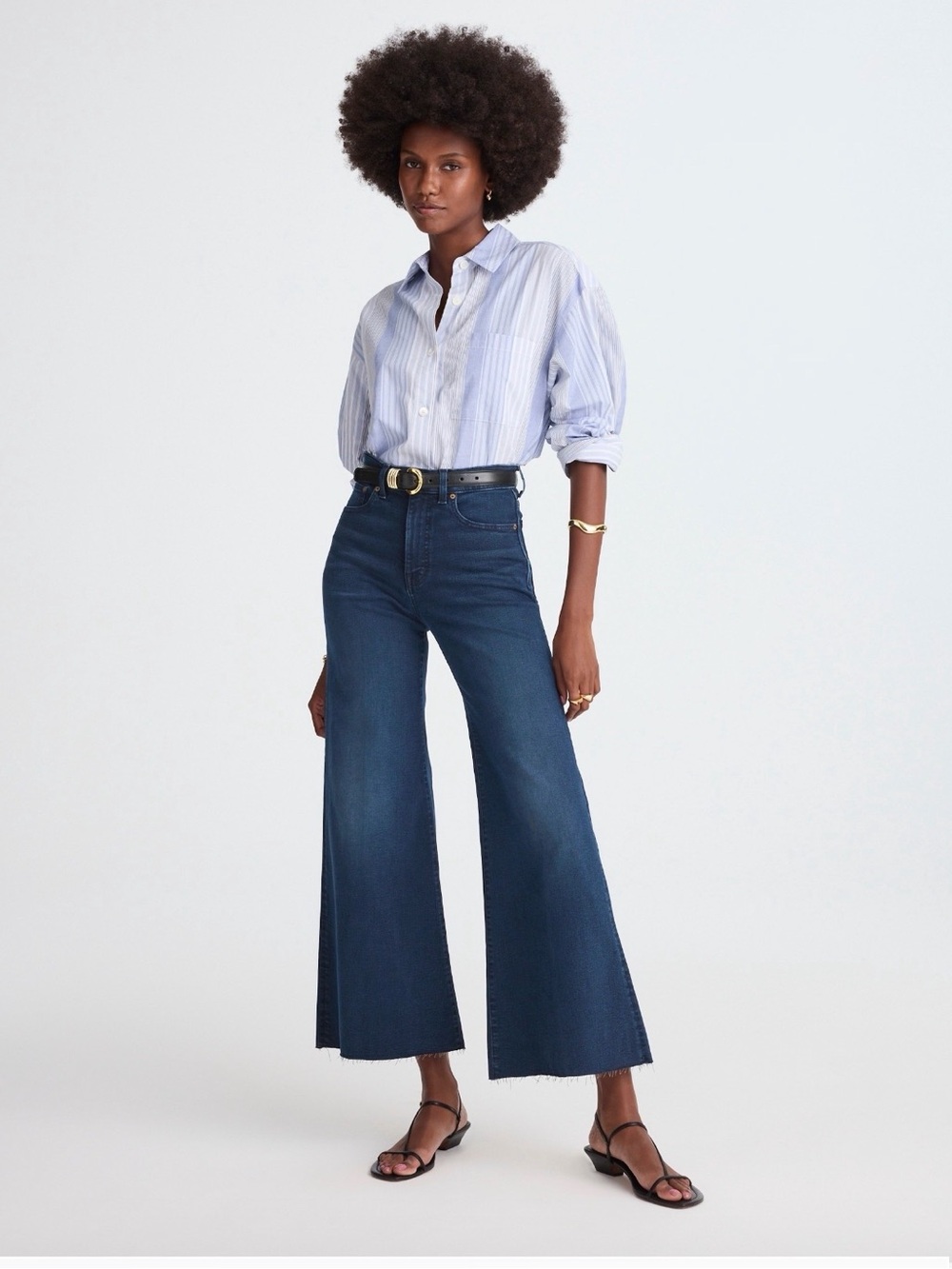 Madewell Dark Blue Wide-Leg Crop Jeans